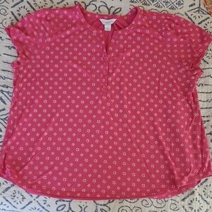 Liz Claiborne Hot Pink Patterned Blouse 1x Womens
